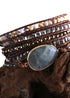 Boho Bracelet, RH 5 Layers Leather Wrap Bracelet, Crystal and Natural Stones